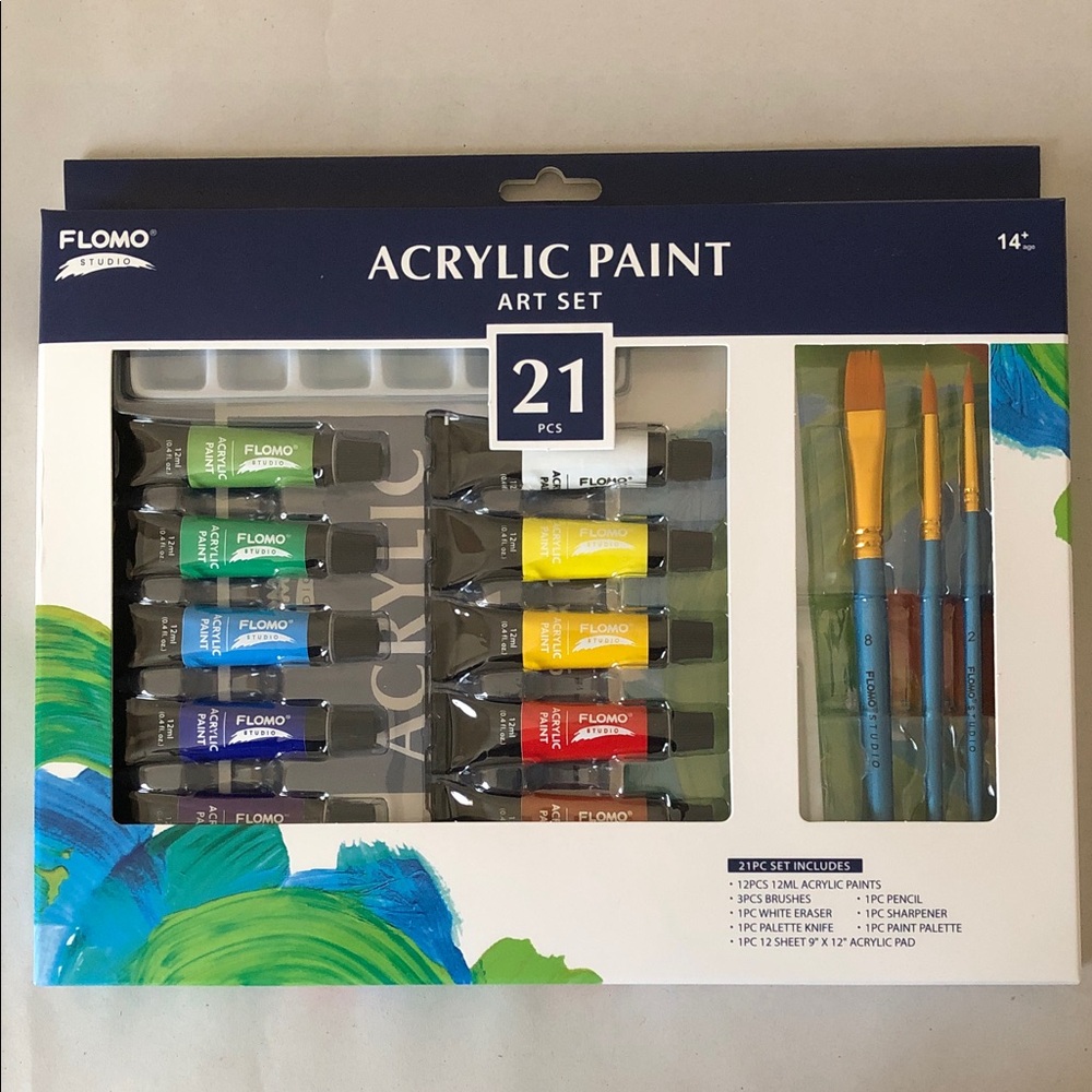 FLOMO STUDIO 21 Pcs Acrylic Paint Art Set